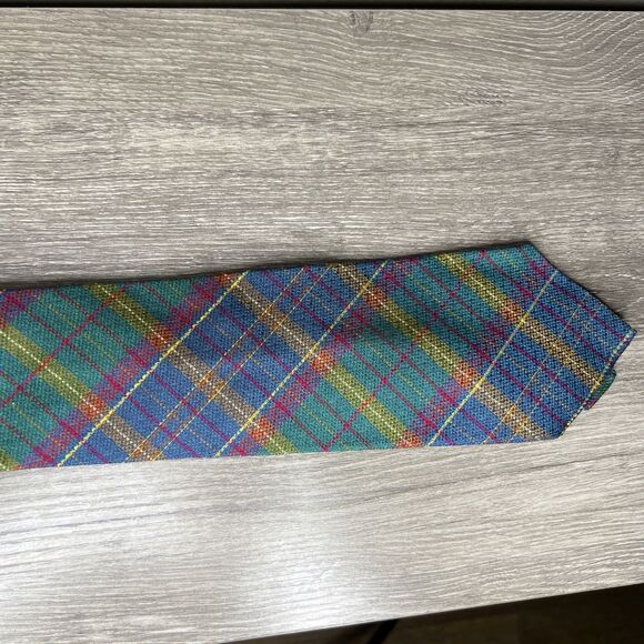 Kurt Geiger Vintage Silk Plaid Tie Made in the UK 59" - Picture 4 of 8